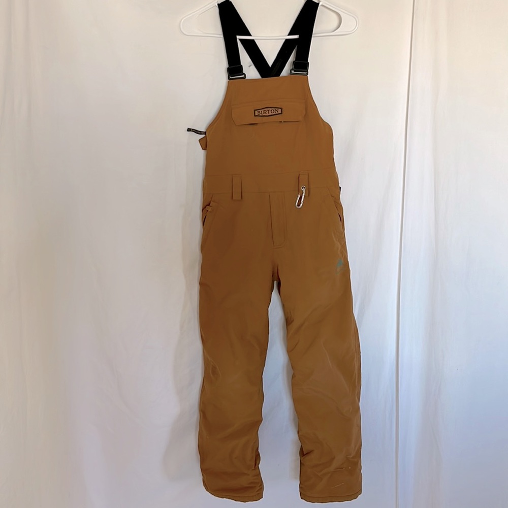 Boys Burton Side zip bibs tan size S (8)